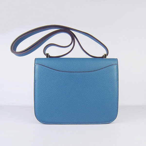 7A Hermes Oxhide Leather Message Bag Middle Blue H017 - Click Image to Close